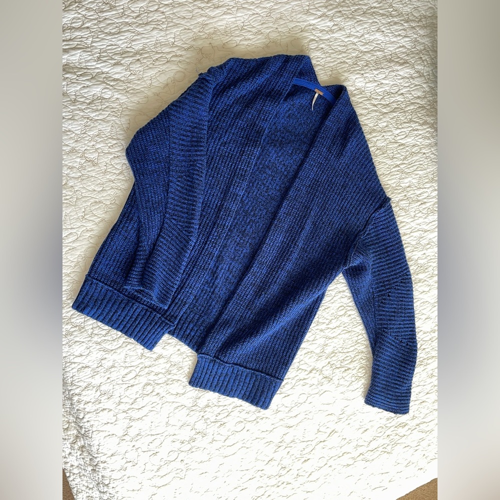 Bright Blue Heavy Knit Free People Cardigan